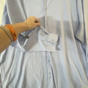 Shaquille O'Neal Shirt Mens XLG 20 34/35 Light Blue Big Fit Cooling Stretch